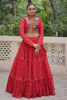 Beautiful Red Badhani Printed Georgette Traditional Lehenga Choli