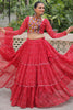 Beautiful Red Badhani Printed Georgette Traditional Lehenga Choli