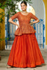 Outstanding Orange Silk Festival Wear Lehenga With Peplum Top