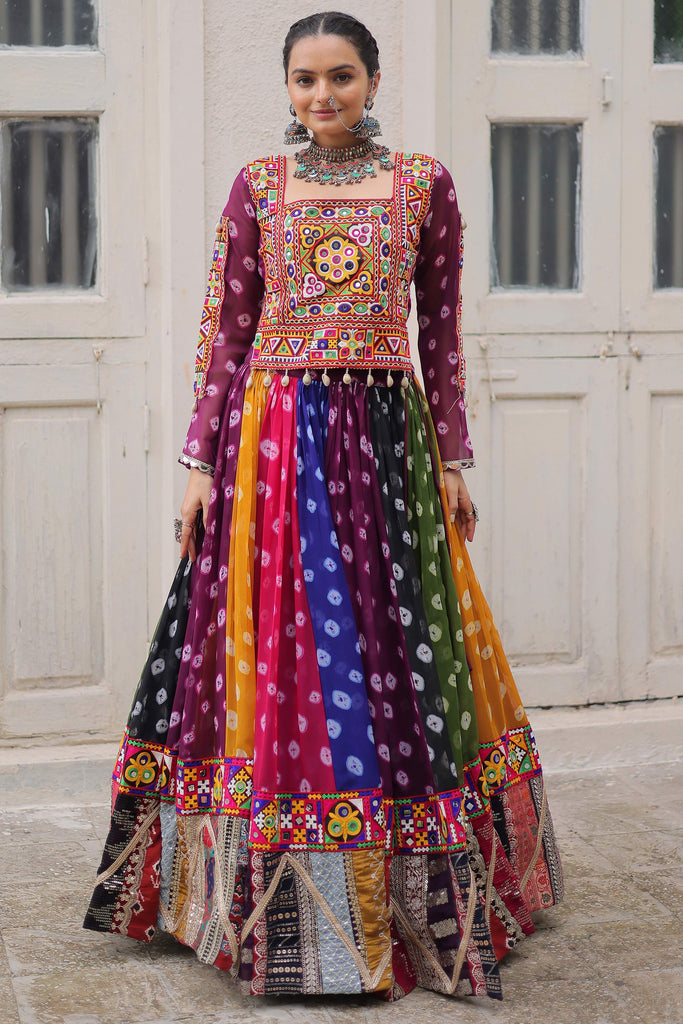 Lovely Multi-Color Printed Georgette Navratri Wear Lehenga With Blouse