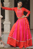 Awesome Orange Lace Work Silk Navratri Wear Lehenga Choli