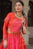 Awesome Orange Lace Work Silk Navratri Wear Lehenga Choli