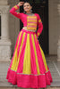 Eye-Catching Yellow & Pink Embroidered Silk Navratri Lehenga Choli