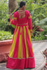 Eye-Catching Yellow & Pink Embroidered Silk Navratri Lehenga Choli