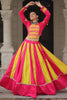 Eye-Catching Yellow & Pink Embroidered Silk Navratri Lehenga Choli