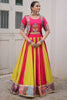 Incredible Pink Gota Patti Silk Navratri Lehenga With Jacket Style Blouse