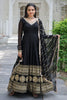 Stunning Black Sequins Georgette Event Wear Gown With Dupatta