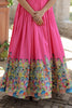 Captivating Pink Digital Printed Dola Silk Festival Wear Gown