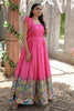 Captivating Pink Digital Printed Dola Silk Festival Wear Gown