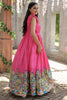 Captivating Pink Digital Printed Dola Silk Festival Wear Gown