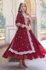 Alluring Maroon Embroidered Jacquard Wedding Gown With Dupatta