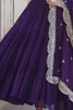 Charming Purple Embroidered Jacquard Festival Wear Gown With Dupatta