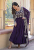 Charming Purple Embroidered Jacquard Festival Wear Gown With Dupatta