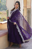 Charming Purple Embroidered Jacquard Festival Wear Gown With Dupatta