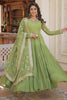 Stunning Light Green Embroidered Georgette Gown With Dupatta