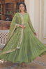 Stunning Light Green Embroidered Georgette Gown With Dupatta