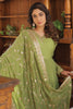 Stunning Light Green Embroidered Georgette Gown With Dupatta