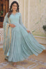 Astonishing Sky-Blue Embroidered Georgette Event Wear Gown