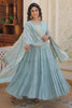 Astonishing Sky-Blue Embroidered Georgette Event Wear Gown