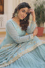 Astonishing Sky-Blue Embroidered Georgette Event Wear Gown