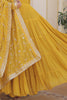 Spectacular Yellow Embroidered Georgette Haldi Wear Gown