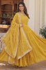 Spectacular Yellow Embroidered Georgette Haldi Wear Gown