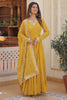 Spectacular Yellow Embroidered Georgette Haldi Wear Gown