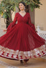 Fantastic Maroon Sequins Georgette Engagement Wear Gown 