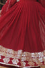 Fantastic Maroon Sequins Georgette Engagement Wear Gown 