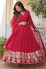 Beautiful Pink Sequins Georgette Festival Wear Gown With Dupatta