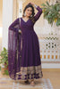 Fabulous Purple Sequins Georgette Wedding Wear Gown With Dupatta