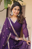 Fabulous Purple Sequins Georgette Wedding Wear Gown With Dupatta