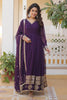 Fabulous Purple Sequins Georgette Wedding Wear Gown With Dupatta