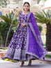 Glamorous Purple Embroidered Jacquard Festival Wear Gown