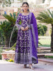 Glamorous Purple Embroidered Jacquard Festival Wear Gown