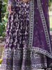 Magnetic Wine Embroidered Jacquard Wedding Gown With Dupatta