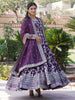 Magnetic Wine Embroidered Jacquard Wedding Gown With Dupatta