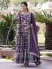 Magnetic Wine Embroidered Jacquard Wedding Gown With Dupatta