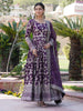 Magnetic Wine Embroidered Jacquard Wedding Gown With Dupatta