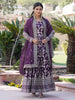 Magnetic Wine Embroidered Jacquard Wedding Gown With Dupatta