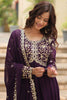 Lovely Purple Zari Embroidered Georgette Reception Wear Anarkali Gown