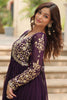 Lovely Purple Zari Embroidered Georgette Reception Wear Anarkali Gown