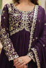 Lovely Purple Zari Embroidered Georgette Reception Wear Anarkali Gown