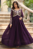 Lovely Purple Zari Embroidered Georgette Reception Wear Anarkali Gown