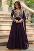 Lovely Purple Zari Embroidered Georgette Reception Wear Anarkali Gown