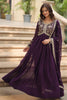 Lovely Purple Zari Embroidered Georgette Reception Wear Anarkali Gown