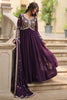 Lovely Purple Zari Embroidered Georgette Reception Wear Anarkali Gown