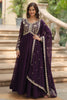 Lovely Purple Zari Embroidered Georgette Reception Wear Anarkali Gown