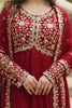 Alluring Red Zari Embroidered Georgette Anarkali Gown With Dupatta