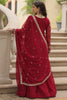 Alluring Red Zari Embroidered Georgette Anarkali Gown With Dupatta